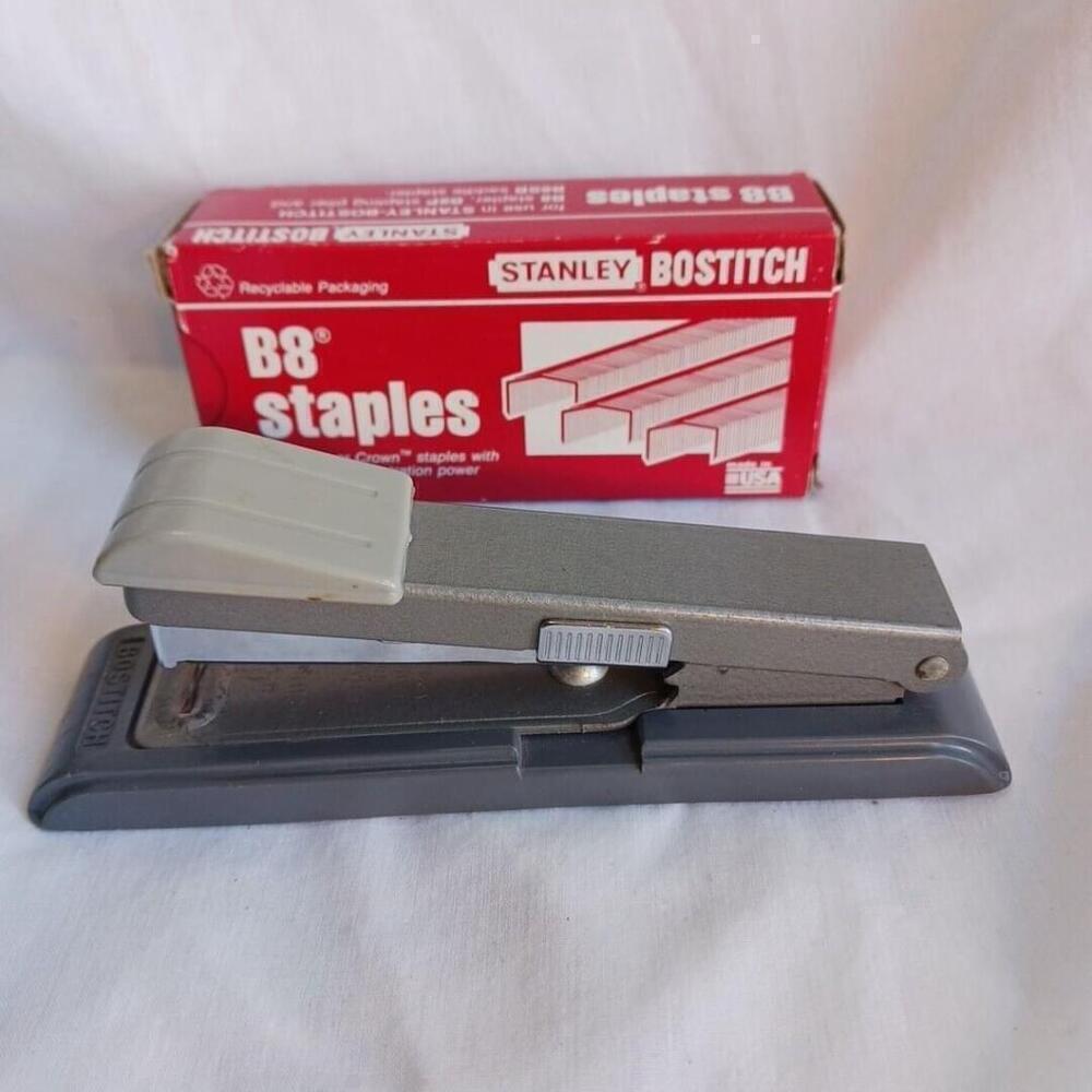 Vintage Bostitch Stapler Gray Silver Office Desk